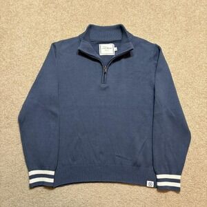 Long Wharf Supply Co Westerly SeaWell Quarter Zip Sweater Mens Large Blue Oyster